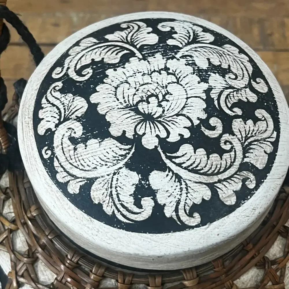 Vintage Thai Lidded Rice Basket With Handle 11.5